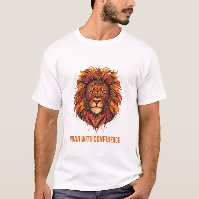 Camiseta Vibrante cabeza de león - Roar con confianza (Anverso)