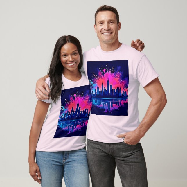 Camiseta Vibrante Cityscape Splash Art (Unisexo)