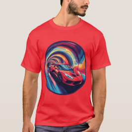 Camiseta Vibrante coche deportivo rojo en un diseño dinámic