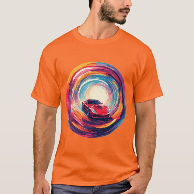 Camiseta Vibrante coche deportivo rojo en un diseño dinámic (Anverso)