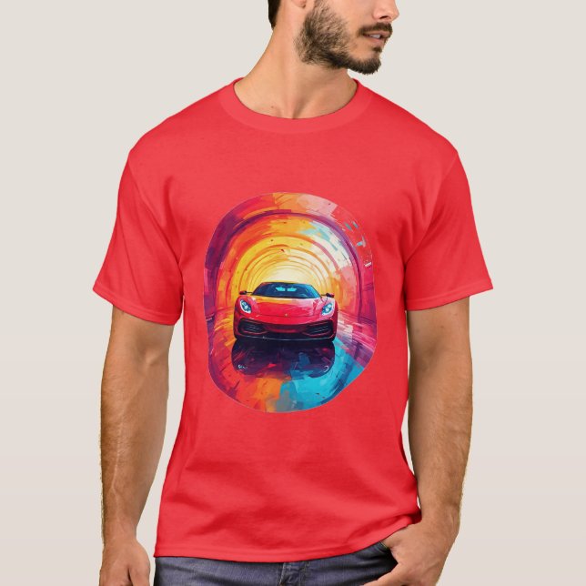 Camiseta Vibrante coche deportivo rojo en un diseño dinámic (Anverso)