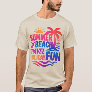Camiseta Vibrante Collage de tipografía de verano con fósfo