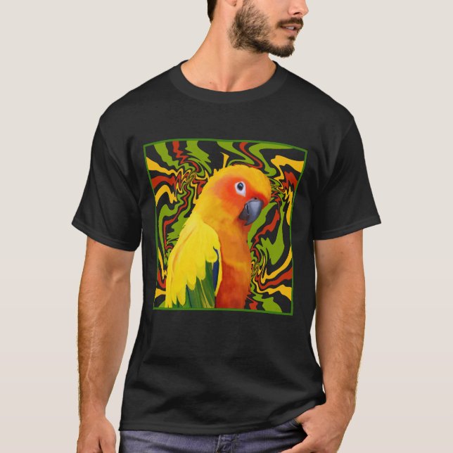 Camiseta Vibrante colorido Sun Conure Parrot (Anverso)