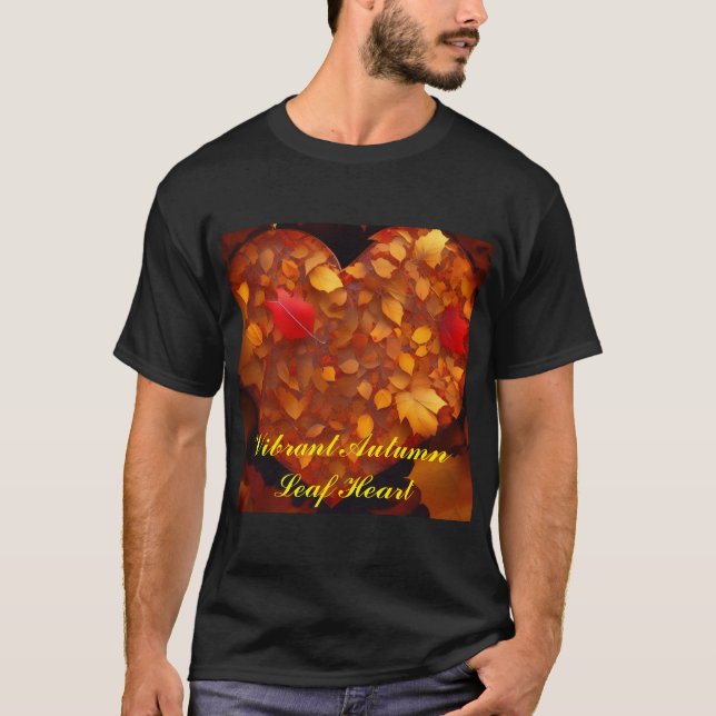 Camiseta Vibrante corazón de hojas otoñales (Anverso)