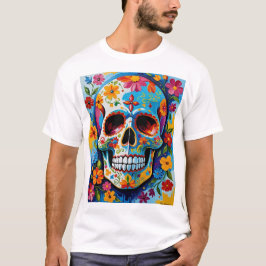 Camiseta Vibrante Cráneo de Azúcar Día de los Muertos Camis