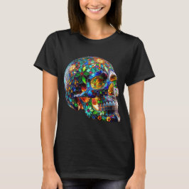 Camiseta Vibrante Cráneo De Vidrio Manchado