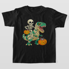 Camiseta Vibrante Cubo de Caramelo de Esqueleto y T-Rex de 