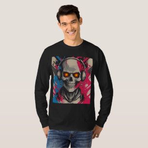 Camiseta Vibrante Cyber 2K Urban Skull con audífonos