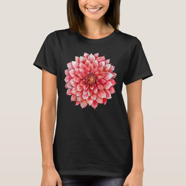 Camiseta Vibrante Dahlia Mandala Flor Gráfico (Anverso)