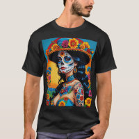 Vibrante Día de la Catrina Floral del Tee Muerto