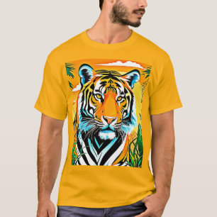 Camiseta Vibrante diseño de arte de tigre de jungla