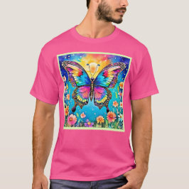 Camiseta Vibrante diseño de brillo de mariposa floral