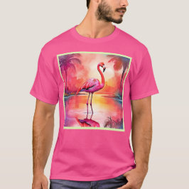 Camiseta Vibrante diseño de brillo Flamingo Tropical