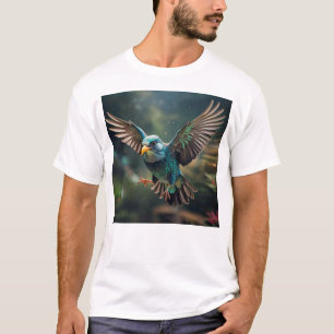 Camiseta Vibrante Diseño de Tatuaje de Aves Animadas
