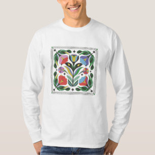 Camiseta Vibrante Diseño Floral - Flores y hojas de colores