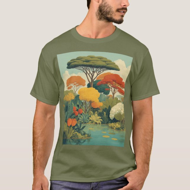 Camiseta Vibrante escena de la jungla de Safari (Anverso)
