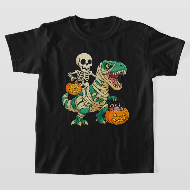 Camiseta Vibrante esqueleto de Halloween y cubo de vándalo  (Distribución)