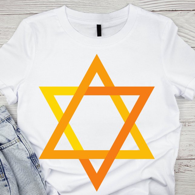 Camiseta Vibrante estrella amarilla y Naranja de David (Subido por el creador)