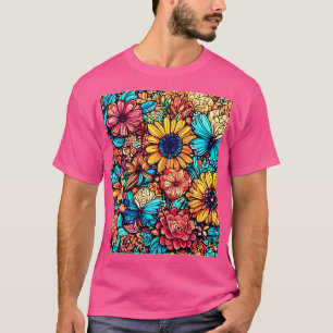 Camiseta Vibrante explosión de Doodle Floral