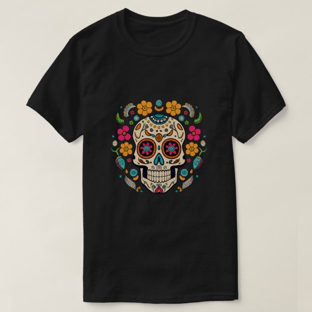 Camiseta Vibrante Fiesta de cráneo de azúcar - Día de los m (Diseño del anverso)
