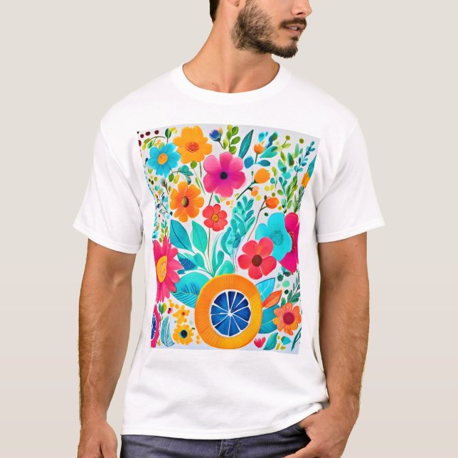 Camiseta Vibrante Fiesta Floral (Anverso)