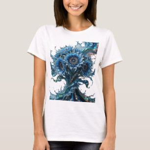 Camiseta Vibrante Floral Azul Explosion Plateada