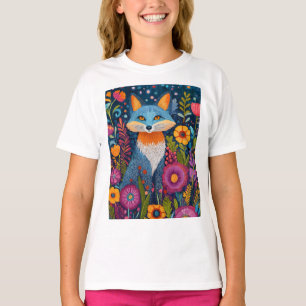 Camiseta Vibrante Fox Dot Art en medio de Lush Flora