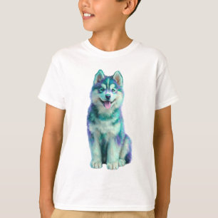 Camiseta Vibrante Galaxia Husky Teal y Púrpura para Niños