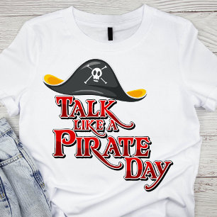 Camiseta Vibrante Gorra del Pirata Negro con "Hablar como u