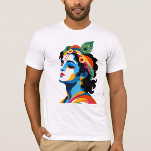 Camiseta Vibrante gráfico moderno del Señor Krishna en arte