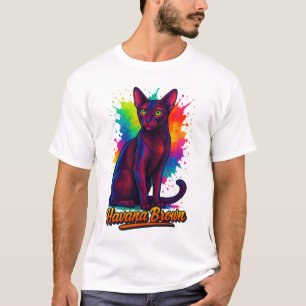 Camiseta Vibrante Havana Brown Cat Pop Art - Colorido Moder