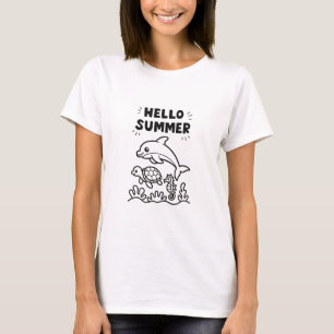 Camiseta Vibrante Hola Verano Animales Coloridos del Océ
