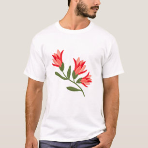 Camiseta Vibrante Ilustracion de Flores Rojas: Un Botani As
