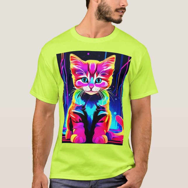 Camiseta Vibrante imagen de gato (Anverso)
