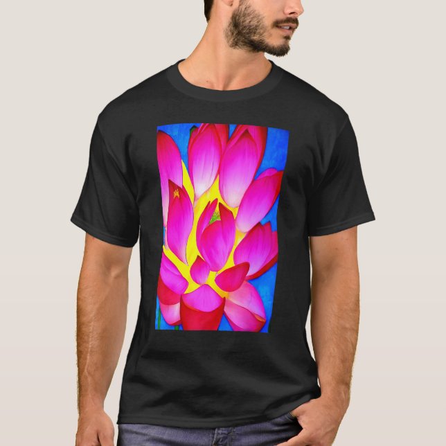 Camiseta Vibrante Loto Rosa para la energía y la paz para m (Anverso)