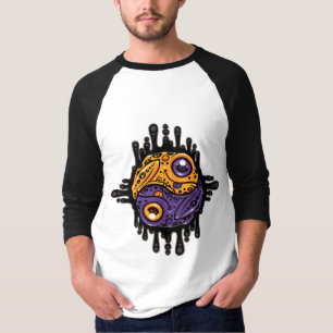 Camiseta Vibrante morado y veneno de oro Dart Frog Yin Yang