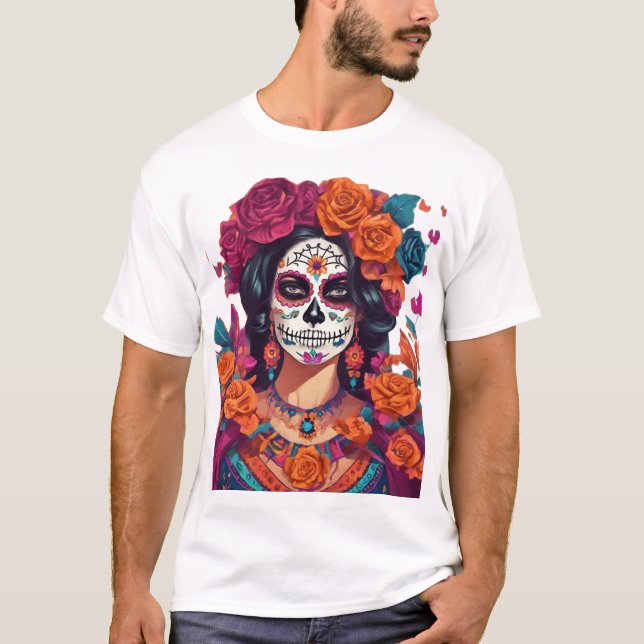 Camiseta Vibrante mujer con cráneo de azúcar - Día de los M (Anverso)