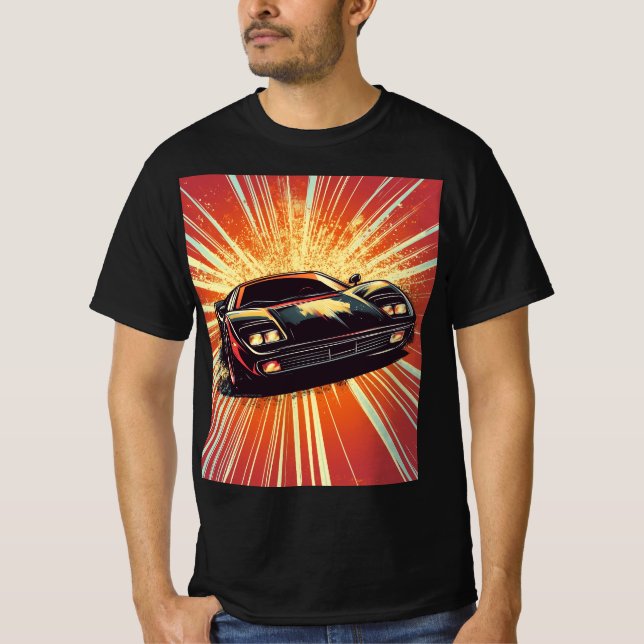 Camiseta Vibrante Naranja Black Sports Car Adolescentes Rac (Anverso)