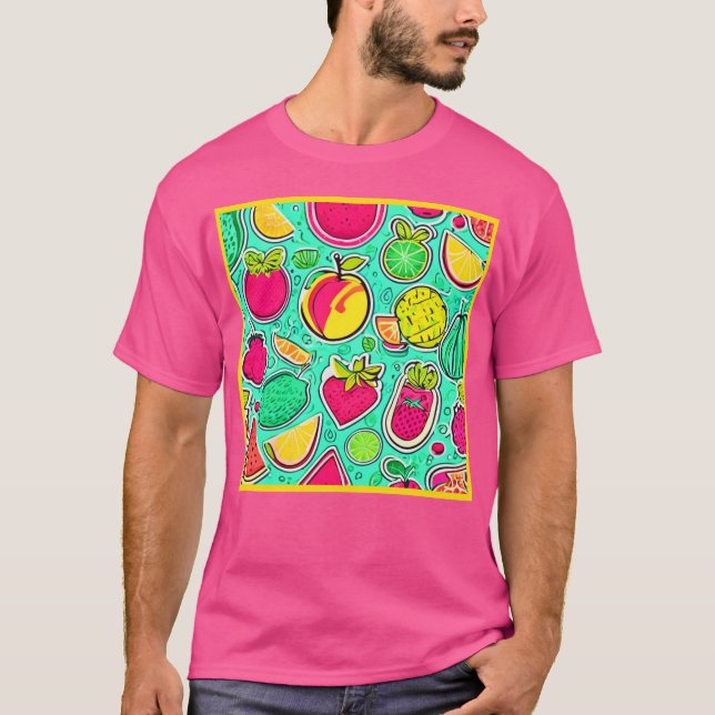 Camiseta Vibrante Neon Fruits Orchard Art (Anverso)
