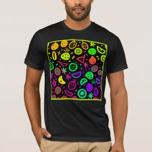 Camiseta Vibrante Neon Fruits Pattern Art