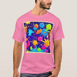 Camiseta Vibrante Neon Paint Splatt Art