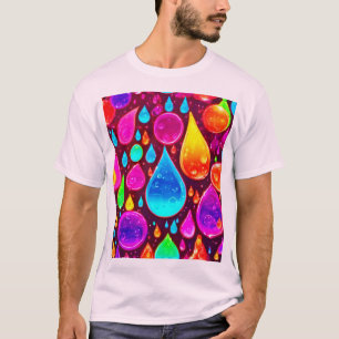 Camiseta Vibrante Neon Raindrop Art