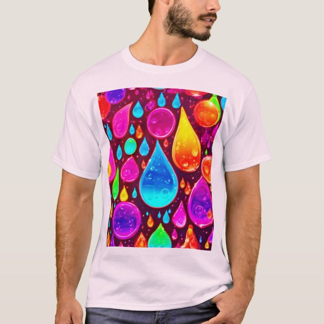 Camiseta Vibrante Neon Raindrop Art (Anverso)