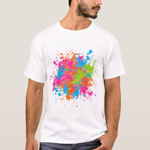 Camiseta Vibrante Neon Splash Resumen Arte
