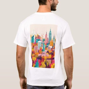 Camiseta Vibrante Nueva York Skyline Flat Vector Art T-Sh