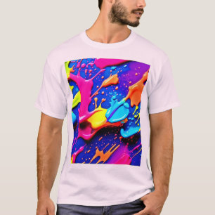 Camiseta Vibrante obra de arte de pintura de neón