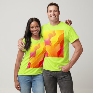 Camiseta Vibrante Ola abstracta de diseño cálido