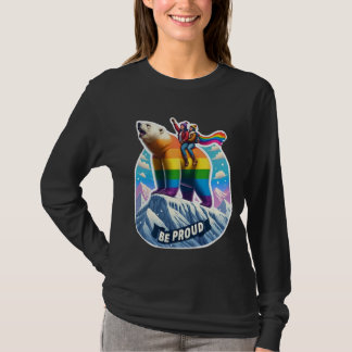Camiseta Vibrante oso polar encaramado en la montaña con ch
