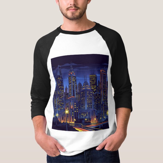 Camiseta Vibrante paisaje urbano de energía * "Ciudad moder (Anverso)