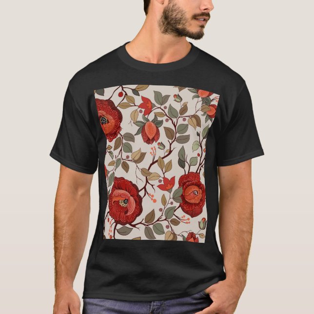 Camiseta Vibrante Papel de fondo floral: Patrones dibujados (Anverso)